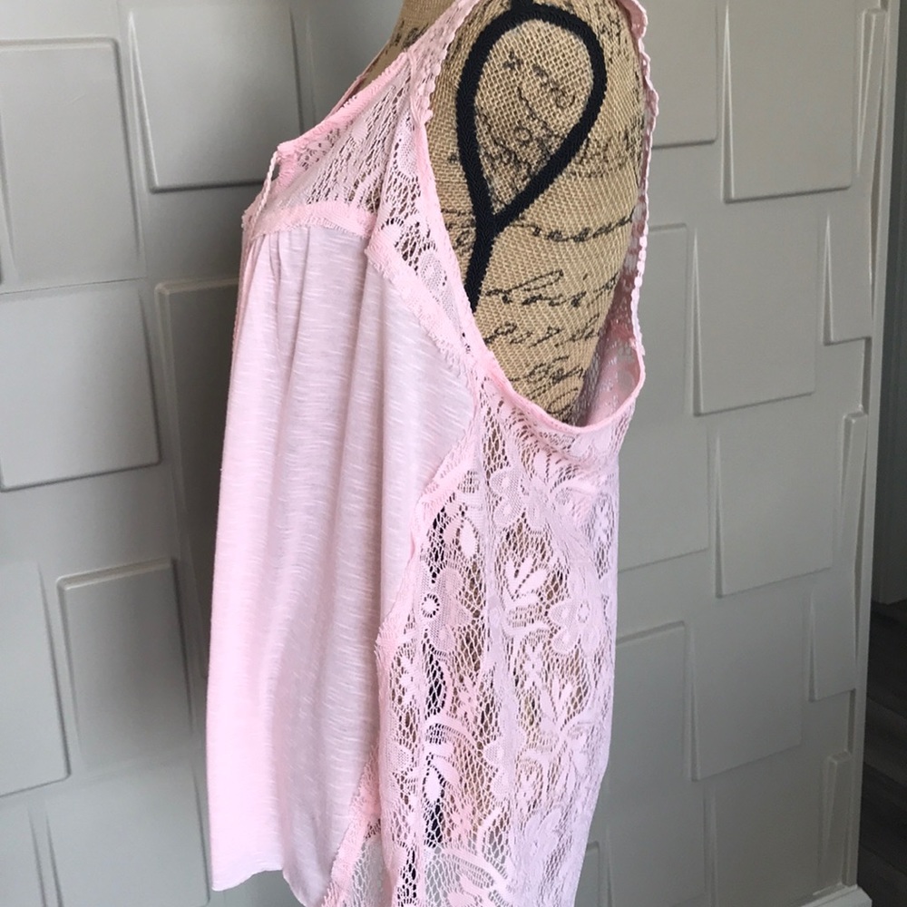 Almost Famous top pink baby doll style sleeveless racer back lace back Size 1X - Picture 3 of 4